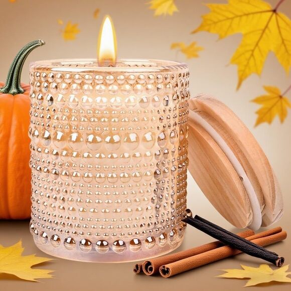 Pumpkin Scented Candle 6oz Luxury Jar Fall Spice Aromatherapy Candle Gift - Picture 5 of 7